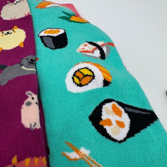 Socks n socks woman’s knee high graphic sushi fatty Cats Donuts bacon and eggs s - Picture 4 of 12